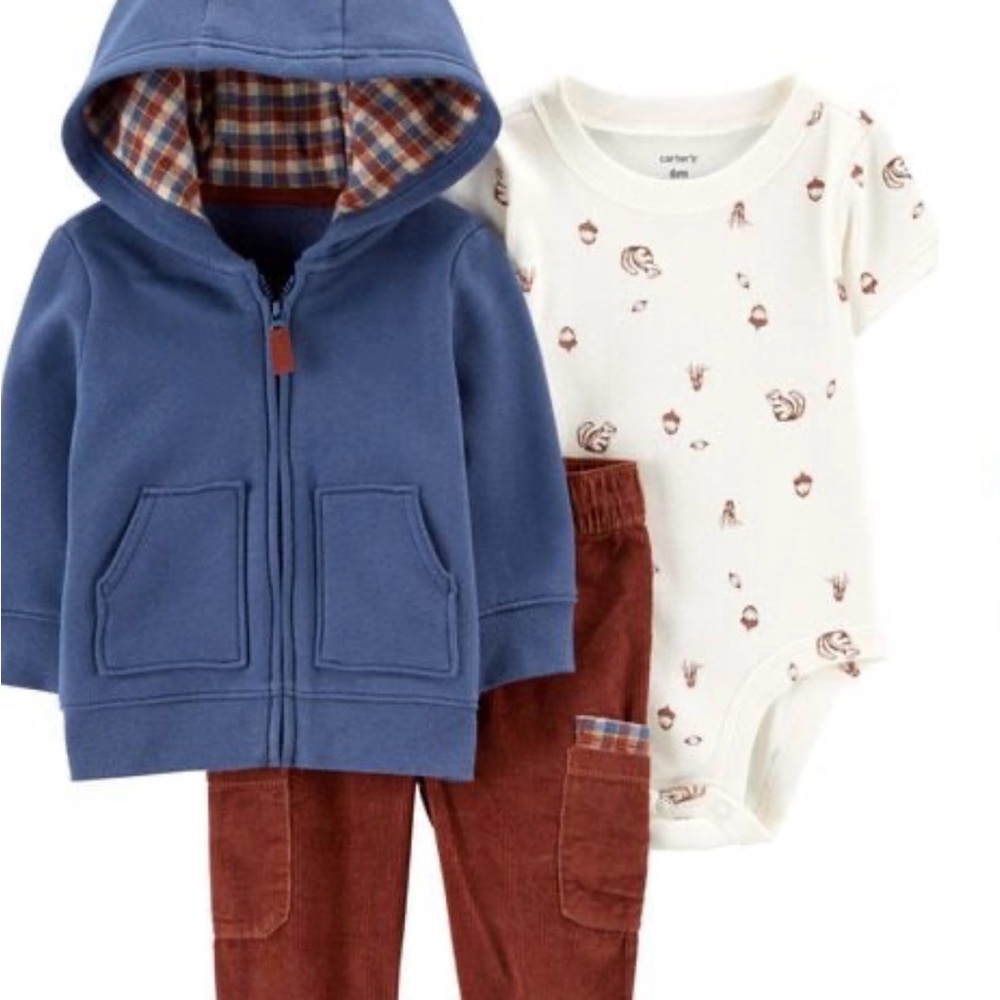 Carter’s Baby Boy 3-Piece Outfit Set Hoodie, Pants & Bodysuit – Size 9M NWT